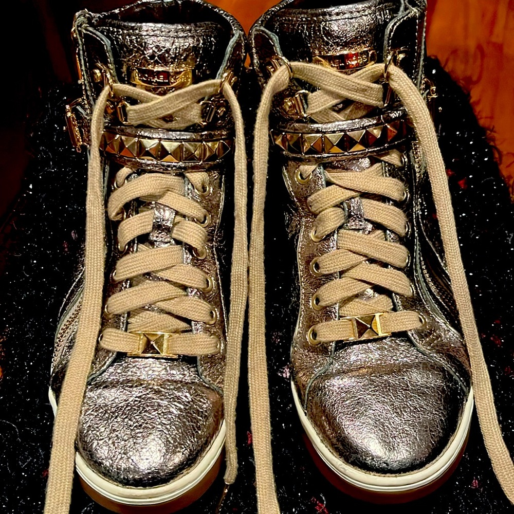Michael Kors Metallic and Gold Studded Sneakers